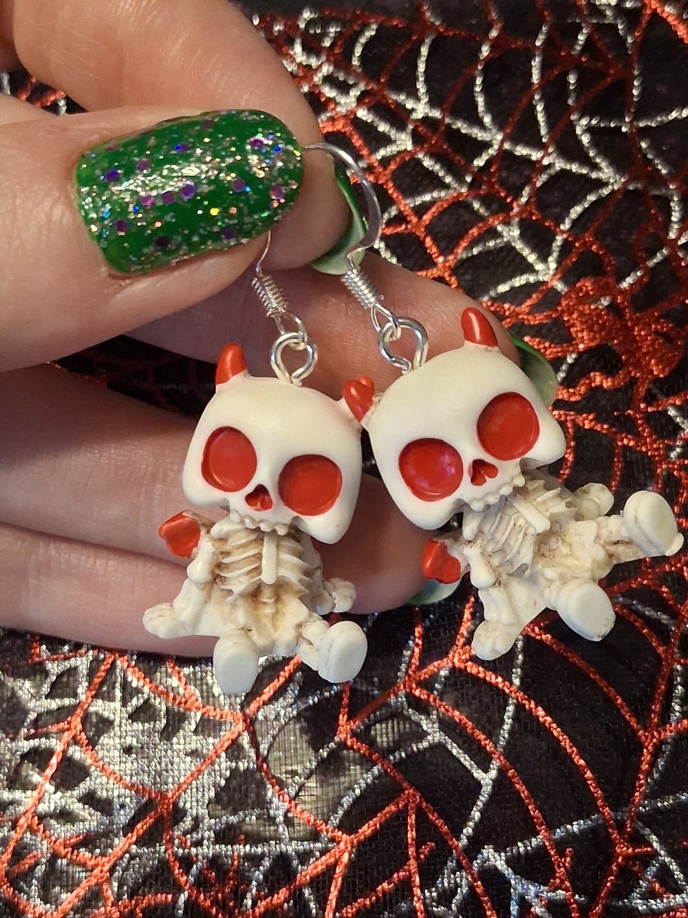 Handmade Devil Skeleton Halloween Earrings